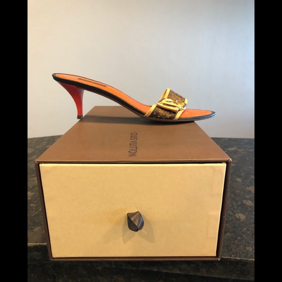 LOUIS VUITTON Monogrammed/ Orange Perforated Mule - Picture 2 of 8